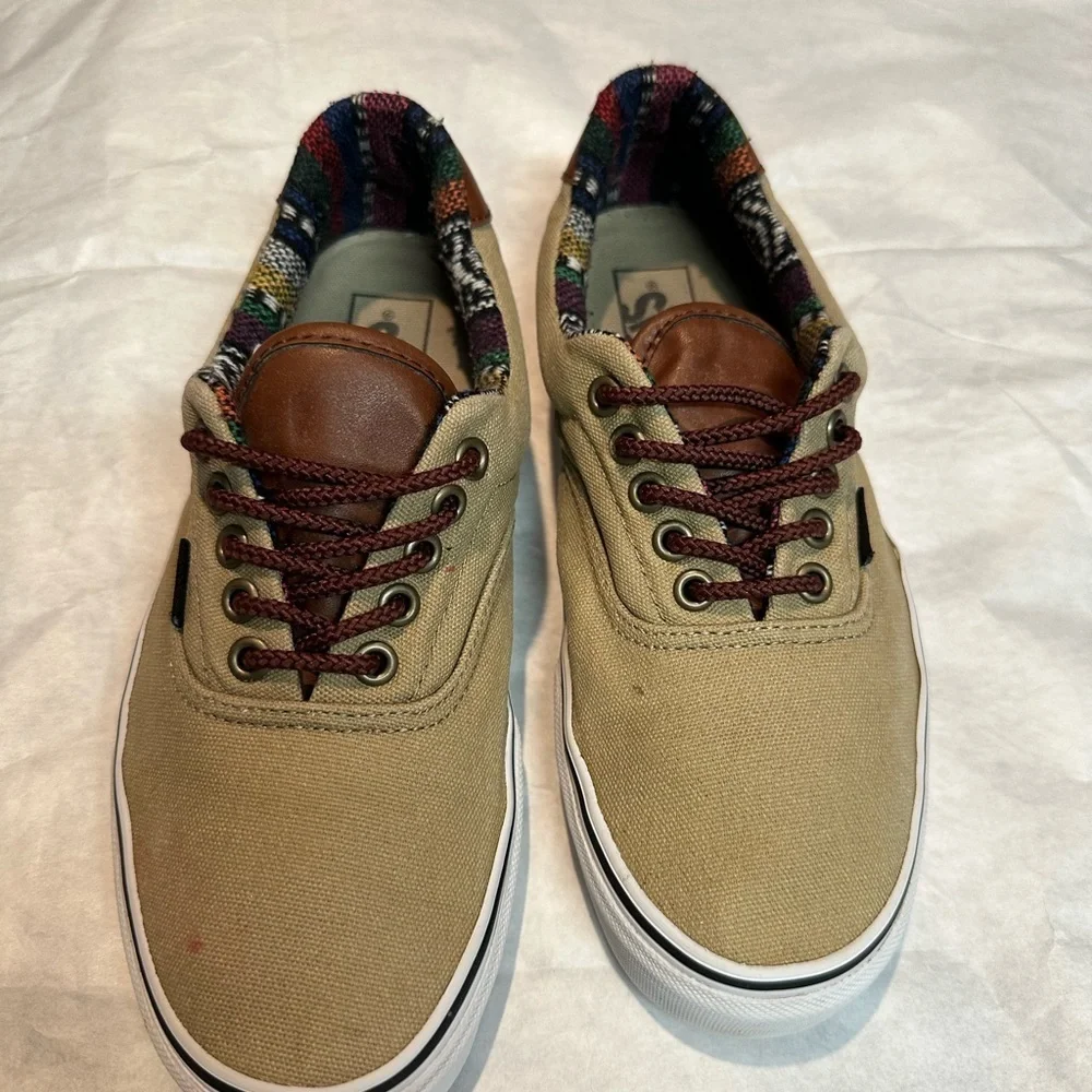 Vans Tan Canvas Sneakers with Brown Accents